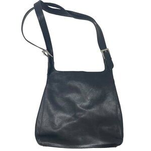 Tano Black Leather Shoulder Bag Multiple Compartments Purse Strap needs Repair